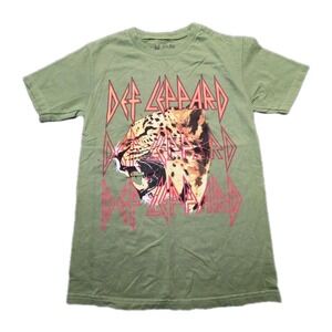 Def Leppard T-shirt Unisex Small Green Casual Album Metal Rock Tout 2023